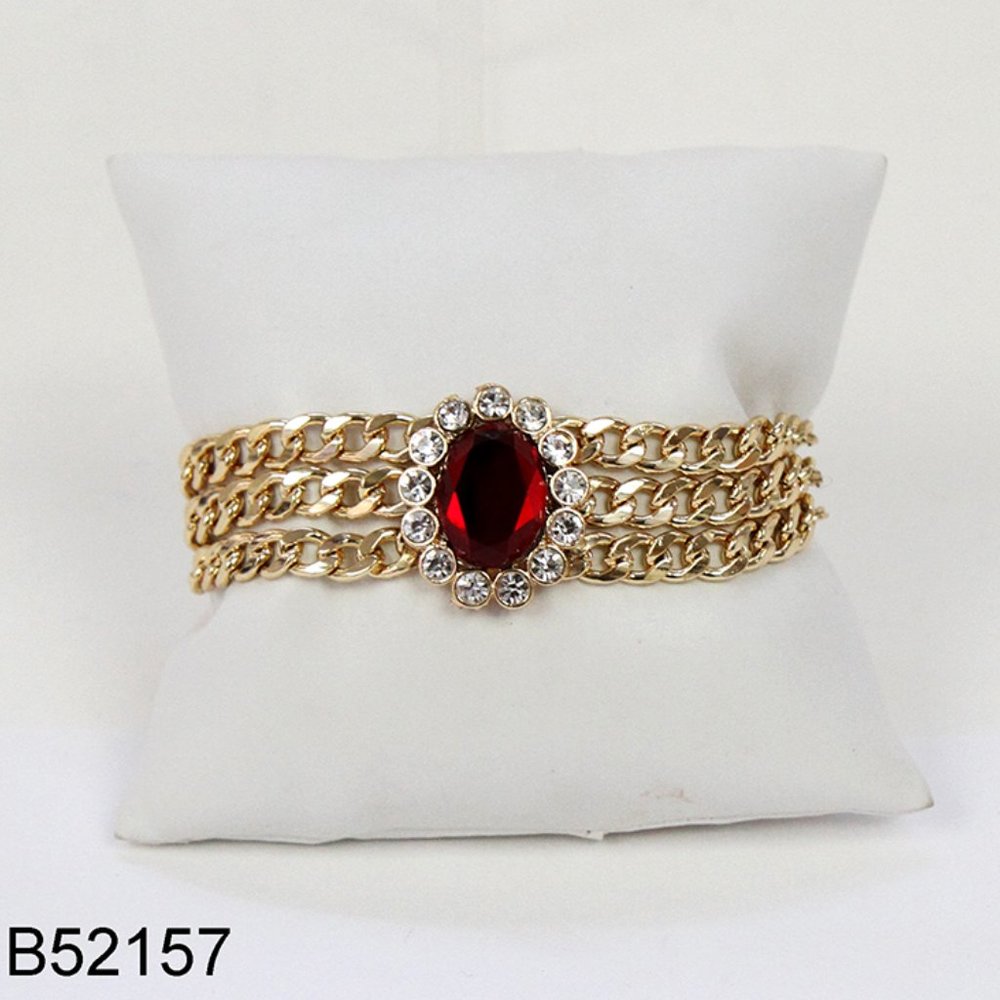 Bijou Drive gold bracelet with red/crystal stones